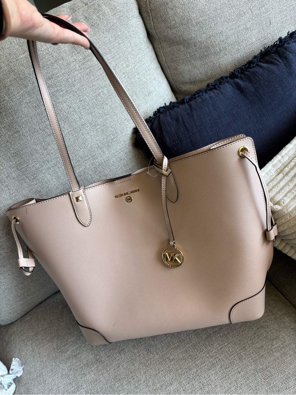 Michael Kors Blush Pink Tote with Gold-Tone Logo Charm